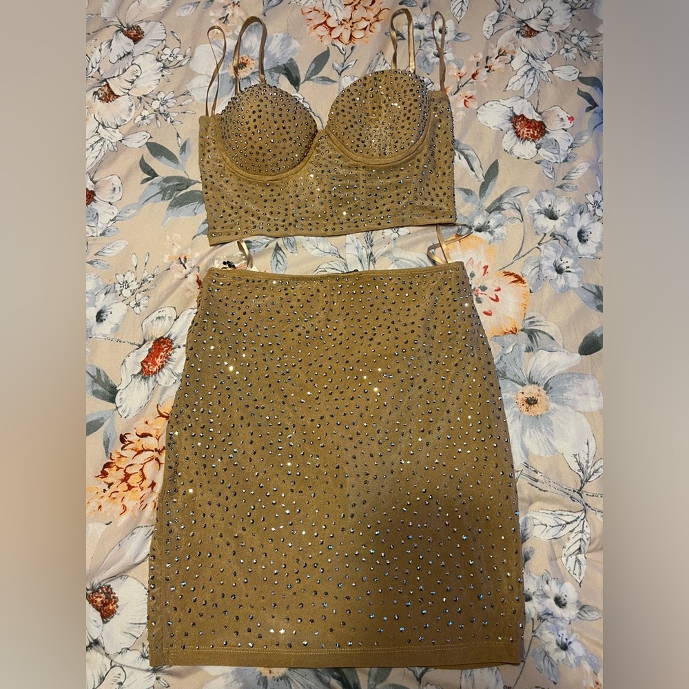 Nude/Gold sheer 2 pc set